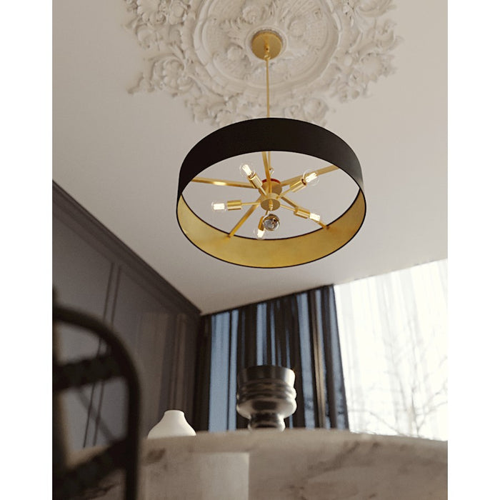 AFX Lighting Celine 5 Light 30" Pendant, Black/Black/Gold