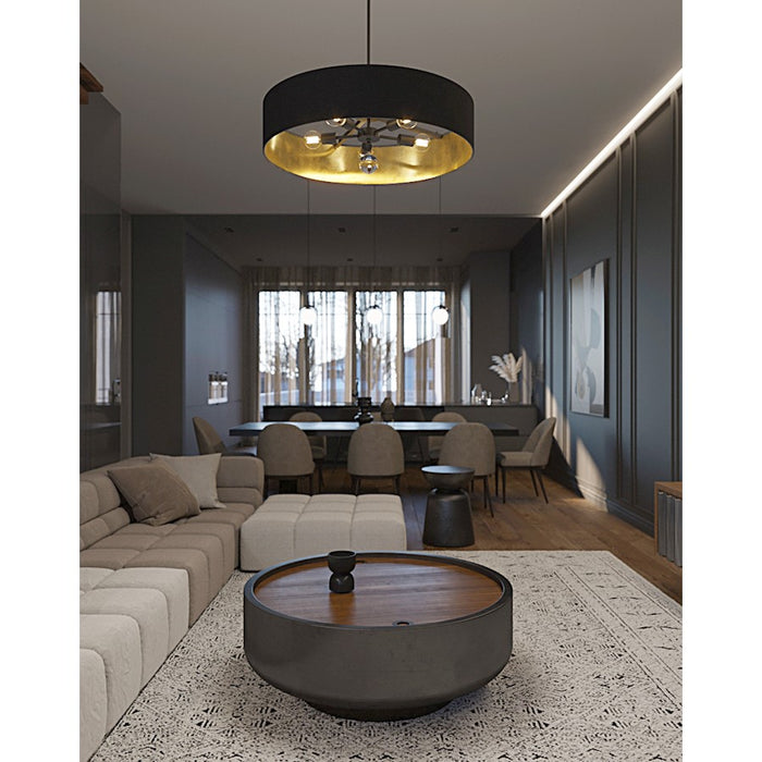 AFX Lighting Celine 5 Light 30" Pendant, Black/Black/Gold