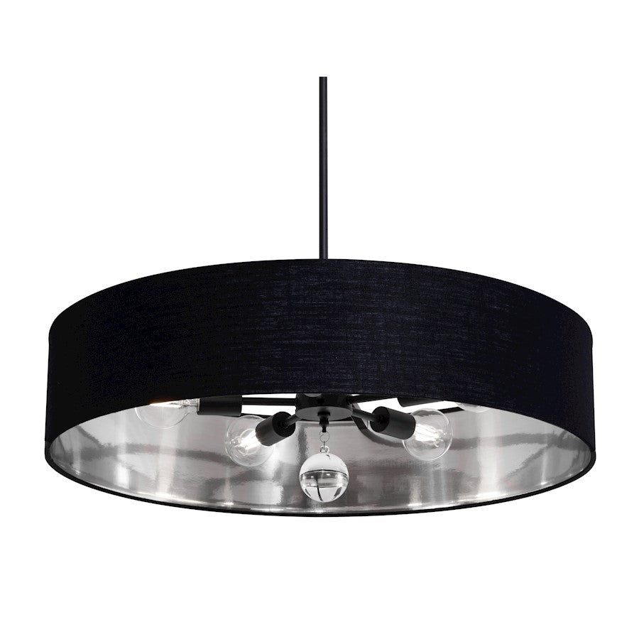 AFX Lighting Celine 5 Light 30" Pendant, Black/Black/Silver - CLNP30MBBK-BKSL