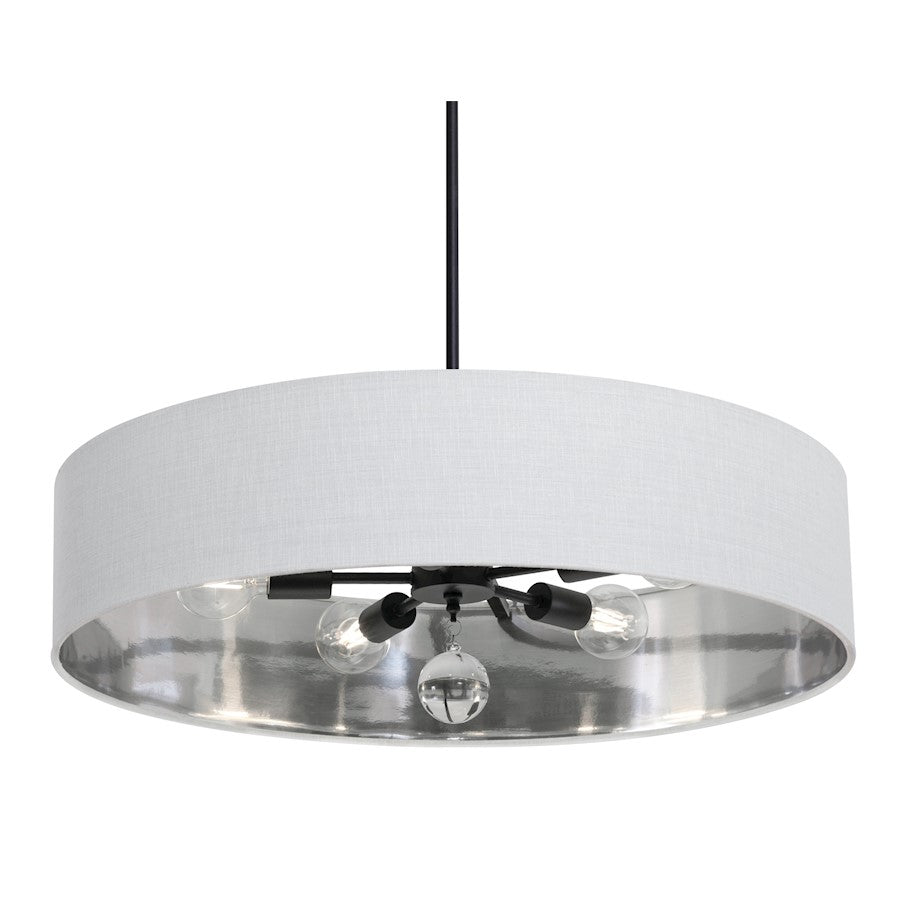 AFX Lighting Celine 5 Light 30" Pendant, Black/White/Silver - CLNP30MBBK-WHSL