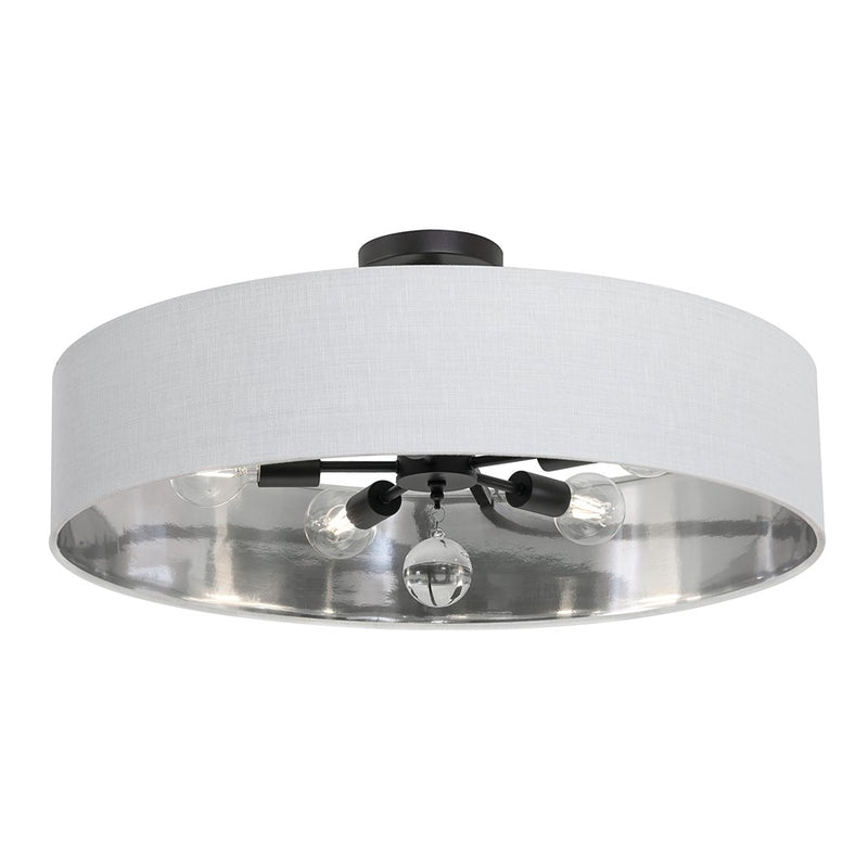 AFX Lighting Celine 5 Light 30" Pendant, Black/White/Silver