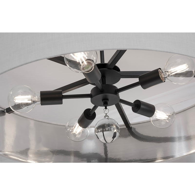 AFX Lighting Celine 5 Light 30" Pendant, Black/White/Silver