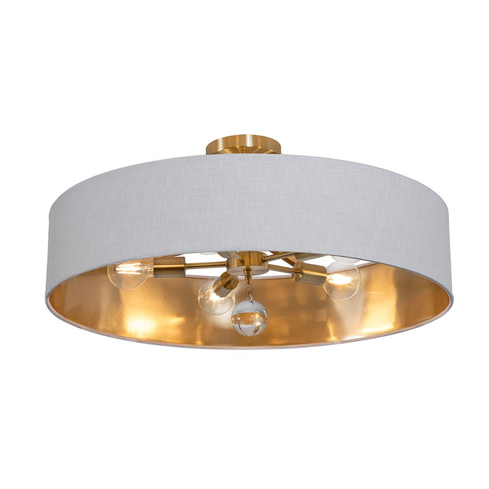 AFX Lighting Celine 5 Light 30" Pendant, Brass/White/Gold