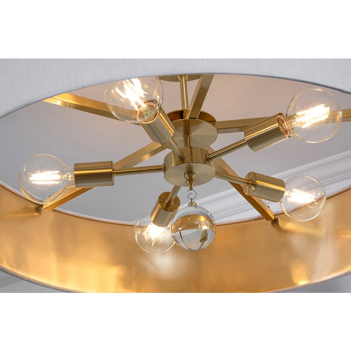 AFX Lighting Celine 5 Light 30" Pendant, Brass/White/Gold