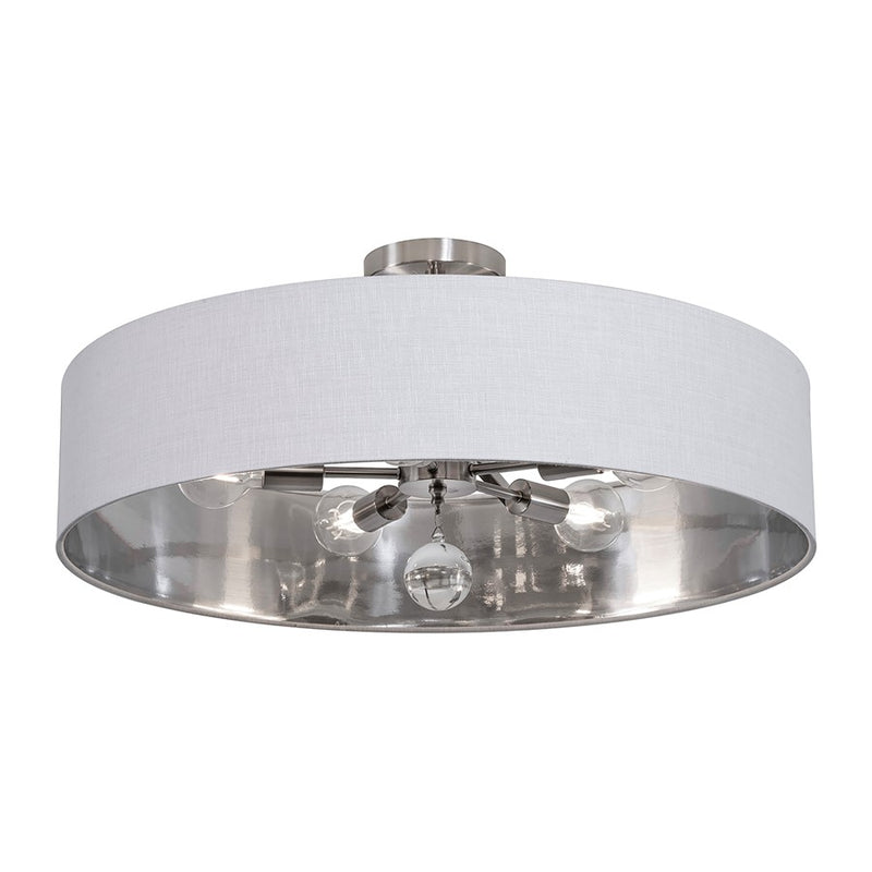 AFX Lighting Celine 5 Light 30" Pendant, Nickel/White/Silver