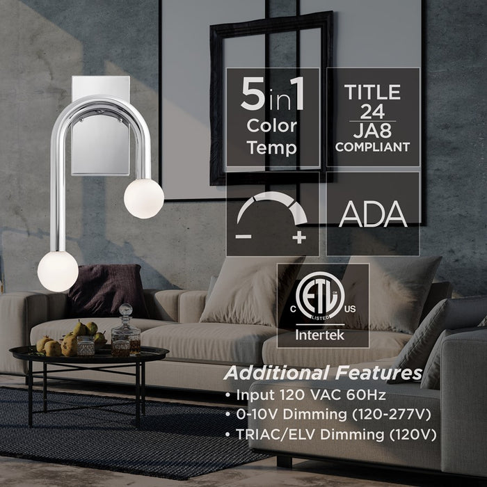 AFX Lighting Colette 1Lt 10" LED Wall Sconce, Chrome/White