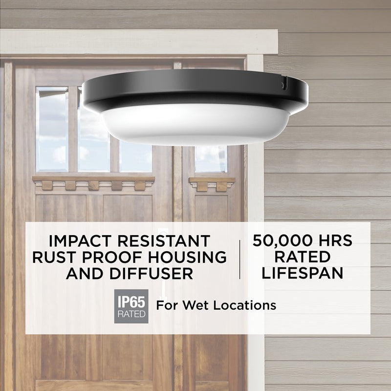 AFX Lighting Dean 1LT 8'' LED Outdoor Flush Mount, Black/White
