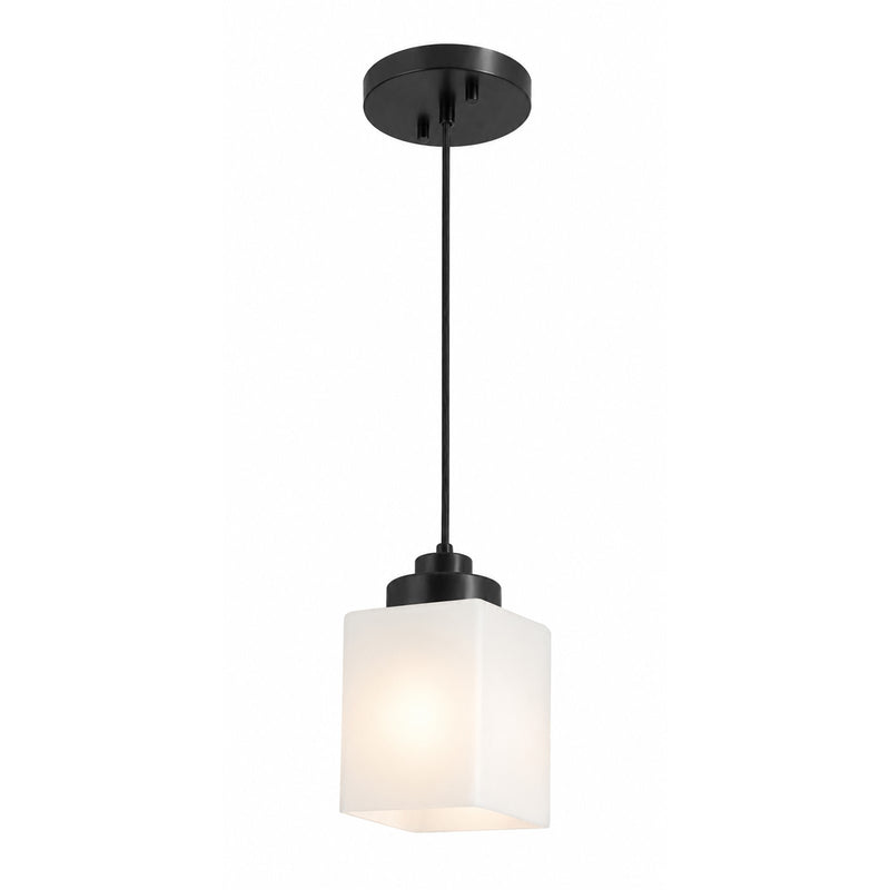 AFX Donovan 5in 1-Light Pendant | Modern Black and White Glass | Kitchen Island & Dining Room | 5 x 5 x 7.4 in | Model DOVP05MBBK