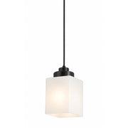 AFX Donovan 5in 1-Light Pendant | Modern Black and White Glass | Kitchen Island & Dining Room | 5 x 5 x 7.4 in | Model DOVP05MBBK