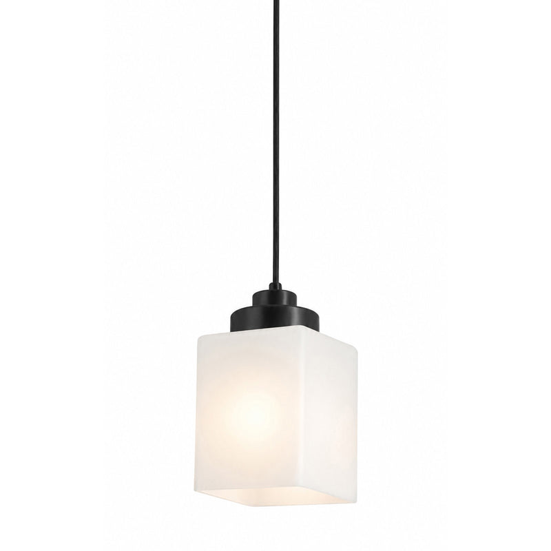 AFX Donovan 5in 1-Light Pendant | Modern Black and White Glass | Kitchen Island & Dining Room | 5 x 5 x 7.4 in | Model DOVP05MBBK
