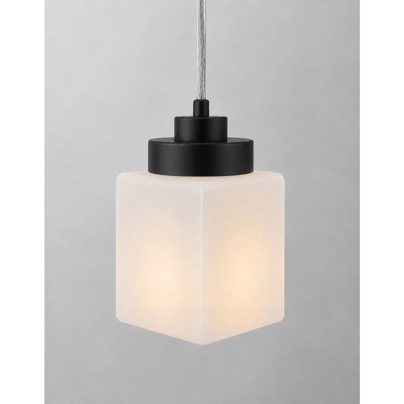 AFX Donovan 5in 1-Light Pendant | Modern Black and White Glass | Kitchen Island & Dining Room | 5 x 5 x 7.4 in | Model DOVP05MBBK