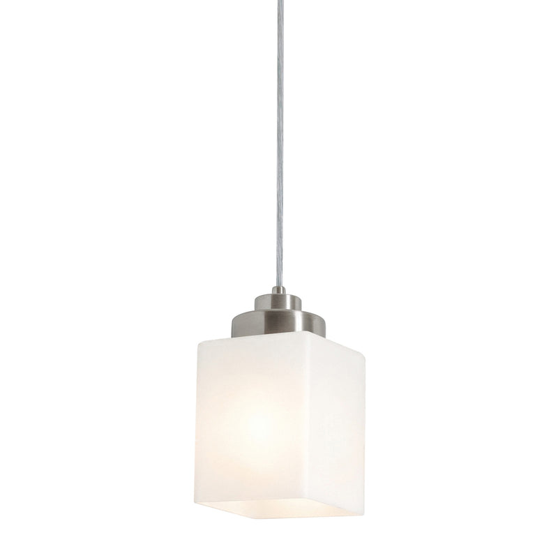 AFX Donovan 5in 1-Light Pendant | Modern Brushed Nickel and White Glass | Kitchen Island & Dining Room | 5 x 5 x 7.4 in | Model DOVP05MBBN