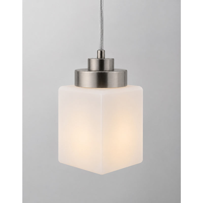 AFX Donovan 5in 1-Light Pendant | Modern Brushed Nickel and White Glass | Kitchen Island & Dining Room | 5 x 5 x 7.4 in | Model DOVP05MBBN