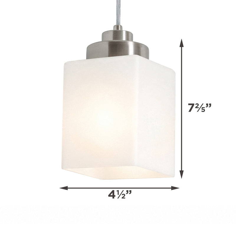 AFX Donovan 5in 1-Light Pendant | Modern Brushed Nickel and White Glass | Kitchen Island & Dining Room | 5 x 5 x 7.4 in | Model DOVP05MBBN