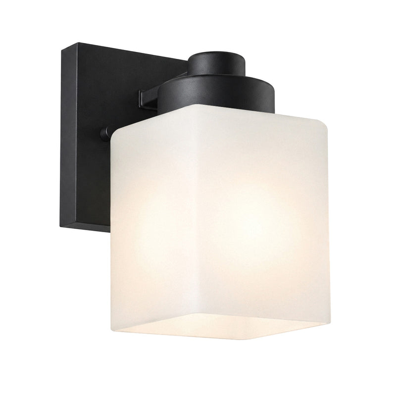 AFX Donovan 1-Light Wall Sconce | Modern Black and White Glass | Bedroom & Hallway Accent Light | 4.75 x 6.5 x 7.75 in | Model DOVS0508MBBK