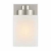 AFX Donovan 1-Light Wall Sconce | Modern Brushed Nickel and White Glass | Bedroom & Hallway Accent Light | 4.75 x 6.5 x 7.75 in | Model DOVS0508MBBN