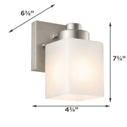 AFX Donovan 1-Light Wall Sconce | Modern Brushed Nickel and White Glass | Bedroom & Hallway Accent Light | 4.75 x 6.5 x 7.75 in | Model DOVS0508MBBN