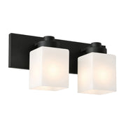 AFX Donovan 16in 2-Light Vanity Light | Modern Black and White Glass | Bathroom & Powder Room | 16.12 x 6.5 x 7.75 in | Model DOVV1608MBBK