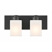 AFX Donovan 16in 2-Light Vanity Light | Modern Black and White Glass | Bathroom & Powder Room | 16.12 x 6.5 x 7.75 in | Model DOVV1608MBBK