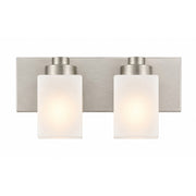 AFX Donovan 16in 2-Light Vanity Light | Modern Brushed Nickel and White Glass | Bathroom & Powder Room | 16.12 x 6.5 x 7.75 in | Model DOVV1608MBBN