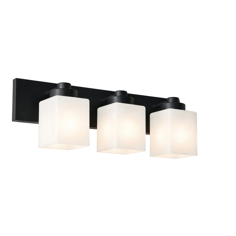 AFX Donovan 24in 3-Light Vanity Light | Modern Black and White Glass | Bathroom & Powder Room | 24 x 6.5 x 7.75 in | Model DOVV2408MBBK