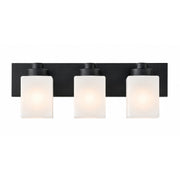 AFX Donovan 24in 3-Light Vanity Light | Modern Black and White Glass | Bathroom & Powder Room | 24 x 6.5 x 7.75 in | Model DOVV2408MBBK