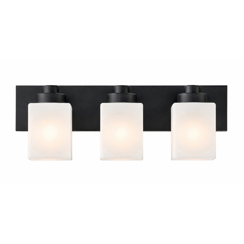 AFX Donovan 24in 3-Light Vanity Light | Modern Black and White Glass | Bathroom & Powder Room | 24 x 6.5 x 7.75 in | Model DOVV2408MBBK