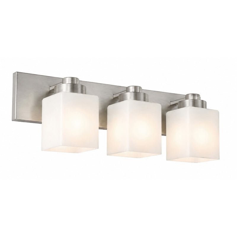 AFX Donovan 24in 3-Light Vanity Light | Modern Brushed Nickel and White Glass | Bathroom & Powder Room | 24 x 6.5 x 7.75 in | Model DOVV2408MBBN