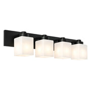 AFX Donovan 32in 4-Light Vanity Light | Modern Black and White Glass | Bathroom & Powder Room | 32 x 6.5 x 7.75 in | Model DOVV3208MBBK