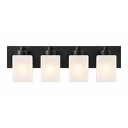 AFX Donovan 32in 4-Light Vanity Light | Modern Black and White Glass | Bathroom & Powder Room | 32 x 6.5 x 7.75 in | Model DOVV3208MBBK