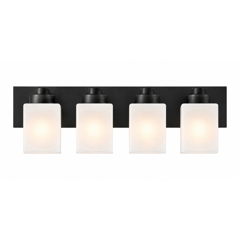 AFX Donovan 32in 4-Light Vanity Light | Modern Black and White Glass | Bathroom & Powder Room | 32 x 6.5 x 7.75 in | Model DOVV3208MBBK