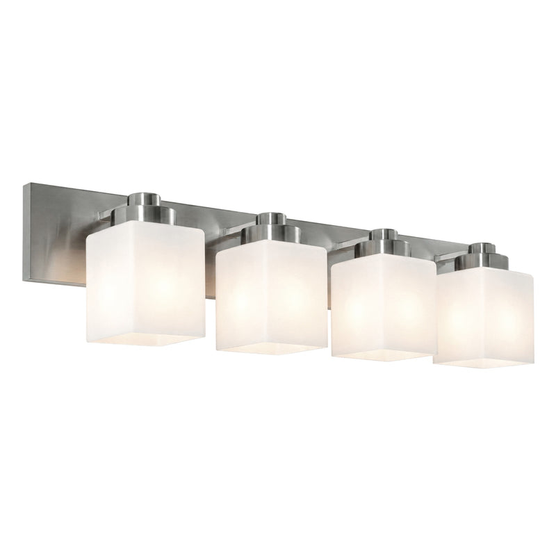 AFX Donovan 32in 4-Light Vanity Light | Modern Brushed Nickel and White Glass | Bathroom & Powder Room | 32 x 6.5 x 7.75 in | Model DOVV3208MBBN