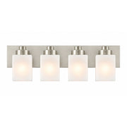 AFX Donovan 32in 4-Light Vanity Light | Modern Brushed Nickel and White Glass | Bathroom & Powder Room | 32 x 6.5 x 7.75 in | Model DOVV3208MBBN