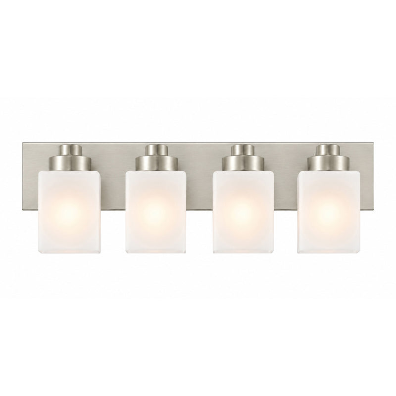AFX Donovan 32in 4-Light Vanity Light | Modern Brushed Nickel and White Glass | Bathroom & Powder Room | 32 x 6.5 x 7.75 in | Model DOVV3208MBBN