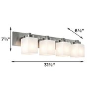 AFX Donovan 32in 4-Light Vanity Light | Modern Brushed Nickel and White Glass | Bathroom & Powder Room | 32 x 6.5 x 7.75 in | Model DOVV3208MBBN