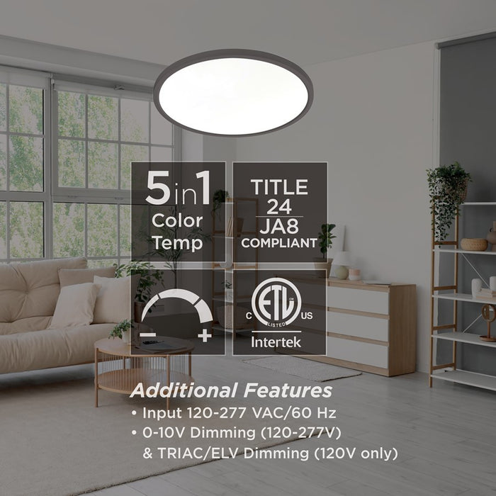 AFX Lighting Edge Round 16" LED 1Lt Flush/25W, Black/White