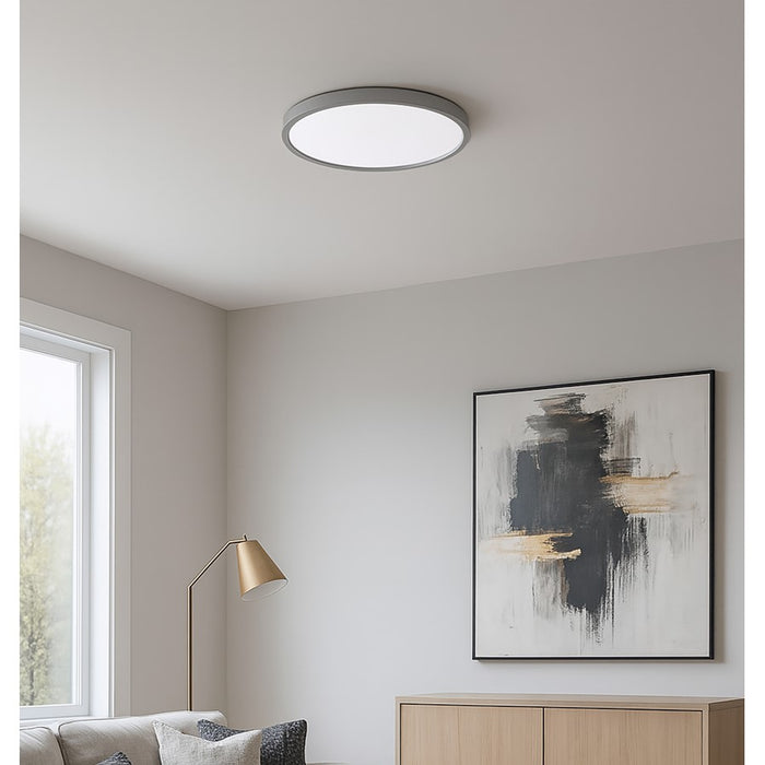 AFX Lighting Edge Round 16" LED 1Lt Flush/25W, Nickel/White