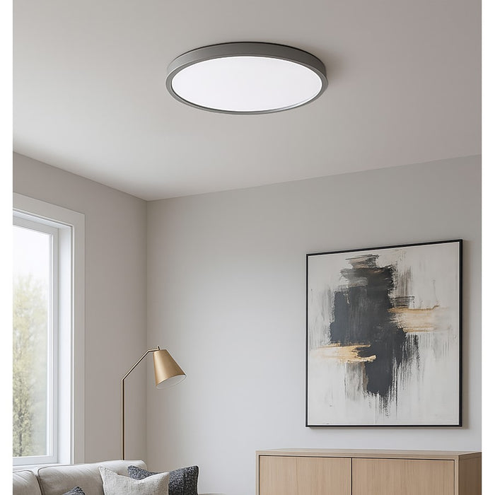 AFX Lighting Edge Round 24" LED 1Lt Flush/40W, Nickel/White