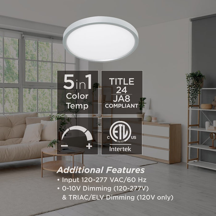 AFX Lighting Edge Round 24" LED 1Lt Flush/40W, Nickel/White