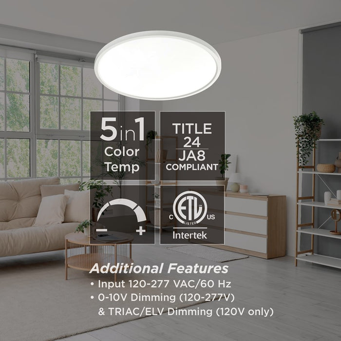 AFX Lighting Edge Round 24" LED 1Lt Flush/40W, White/White
