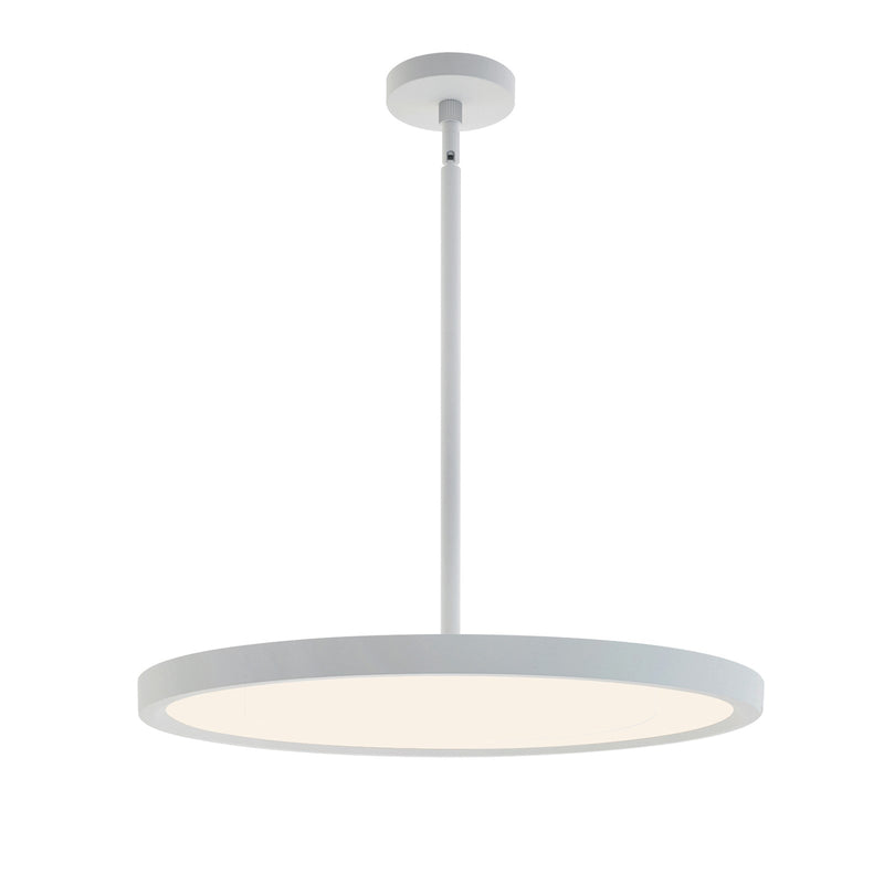 AFX Lighting Edge Round 1 Light 24" Pendant, Satin Nickel/White