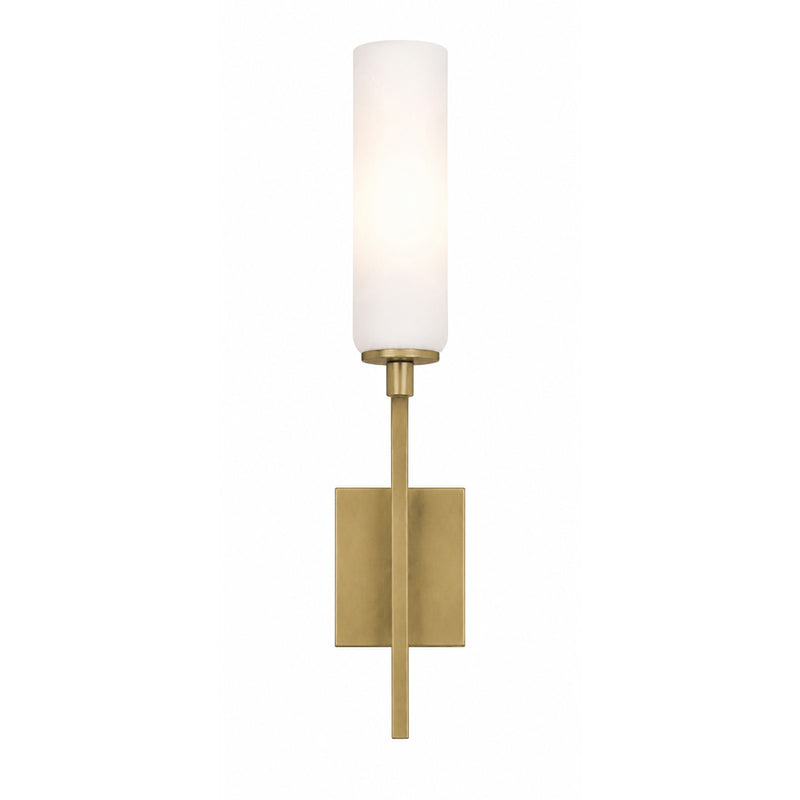 AFX Ellington 20in 1-Light Wall Sconce | Modern Light Antique Brass Steel and White Glass | Hallway & Foyer Accent Light | Model ELGS0420MBLB