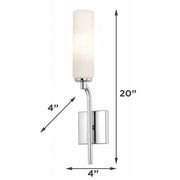 AFX Ellington 20in 1-Light Wall Sconce | Modern Polished Chrome Steel and White Glass | Hallway & Foyer Accent Light | Model ELGS0420MBPC