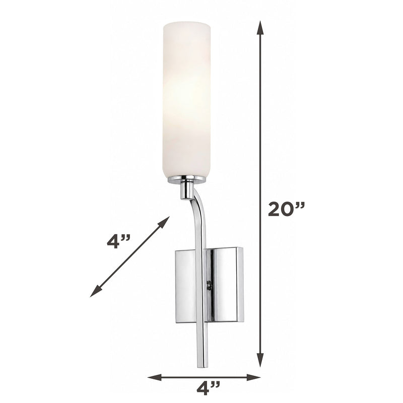 AFX Ellington 20in 1-Light Wall Sconce | Modern Polished Chrome Steel and White Glass | Hallway & Foyer Accent Light | Model ELGS0420MBPC