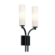 AFX Ellington 20in 2-Light Wall Sconce | Modern Black Steel and White Glass | Hallway & Foyer Accent Light | 10 x 4 x 20 in | Model ELGS1020MBBK