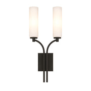 AFX Ellington 20in 2-Light Wall Sconce | Modern Black Steel and White Glass | Hallway & Foyer Accent Light | 10 x 4 x 20 in | Model ELGS1020MBBK