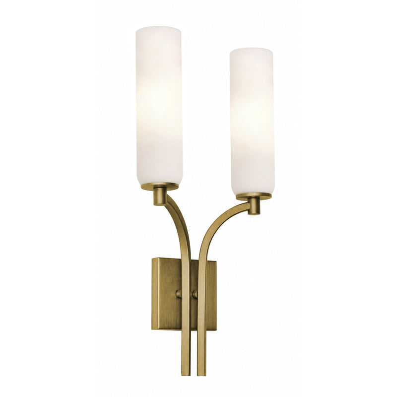 AFX Ellington 20in 2-Light Wall Sconce | Transitional Light Antique Brass and White Glass | Hallway & Foyer | 4 x 10 x 20 in | Model ELGS1020MBLB