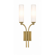AFX Ellington 20in 2-Light Wall Sconce | Transitional Light Antique Brass and White Glass | Hallway & Foyer | 4 x 10 x 20 in | Model ELGS1020MBLB