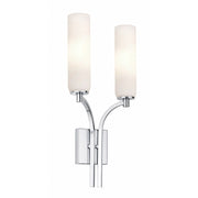 AFX Ellington 20in 2-Light Wall Sconce | Transitional Polished Chrome and White Glass | Hallway & Foyer | 4 x 10 x 20 in | Model ELGS1020MBPC