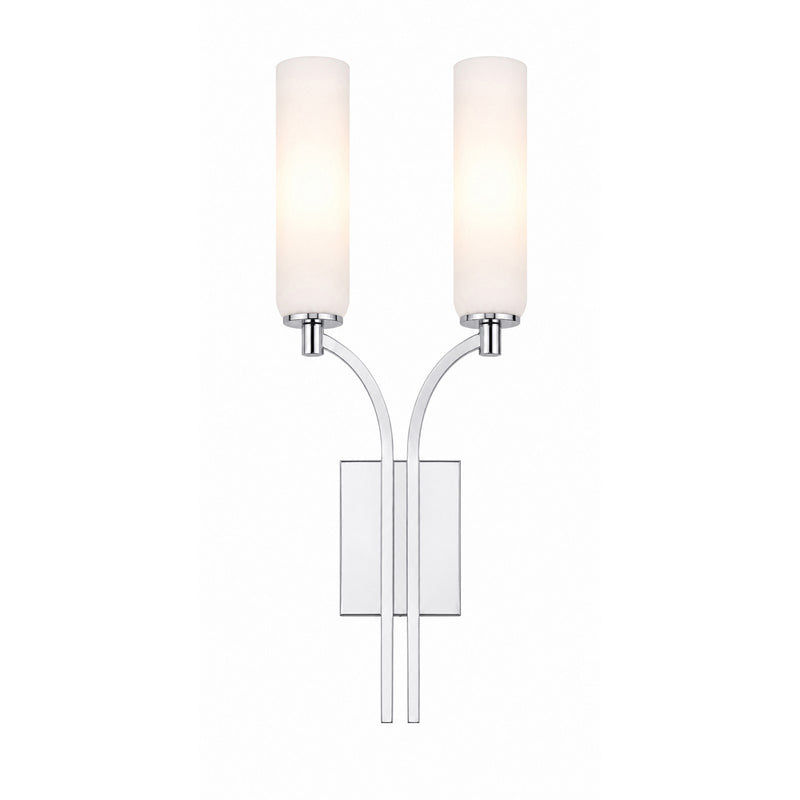 AFX Ellington 20in 2-Light Wall Sconce | Transitional Polished Chrome and White Glass | Hallway & Foyer | 4 x 10 x 20 in | Model ELGS1020MBPC